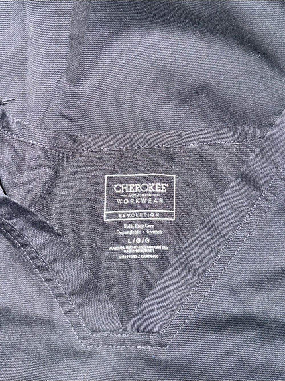 Cherokee Black V-Neck Workwear Top - Picture 3 of 3